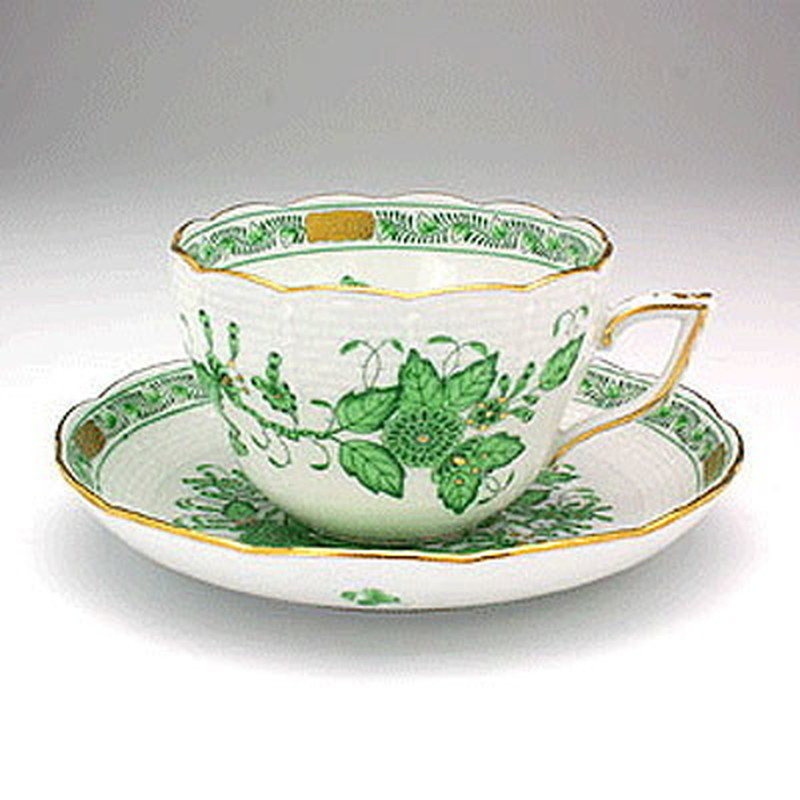 ヘレンド Herend インドの華 グリーン 兼用 カップ＆ソーサー 730【34％OFF SALE】