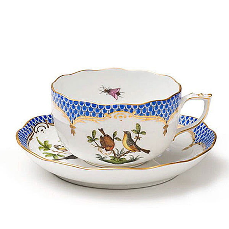ヘレンド Herend ROEBロスチャイルドバードブルースケールティーカップ＆ソーサー 724【31％OFF SALE】
